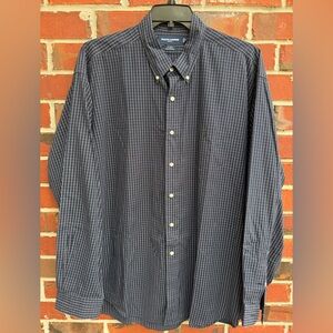 Vntg Polo Ralph Lauren Golf Tilden Mens Dark Blue Checkered Long Sleeve Shirt C8